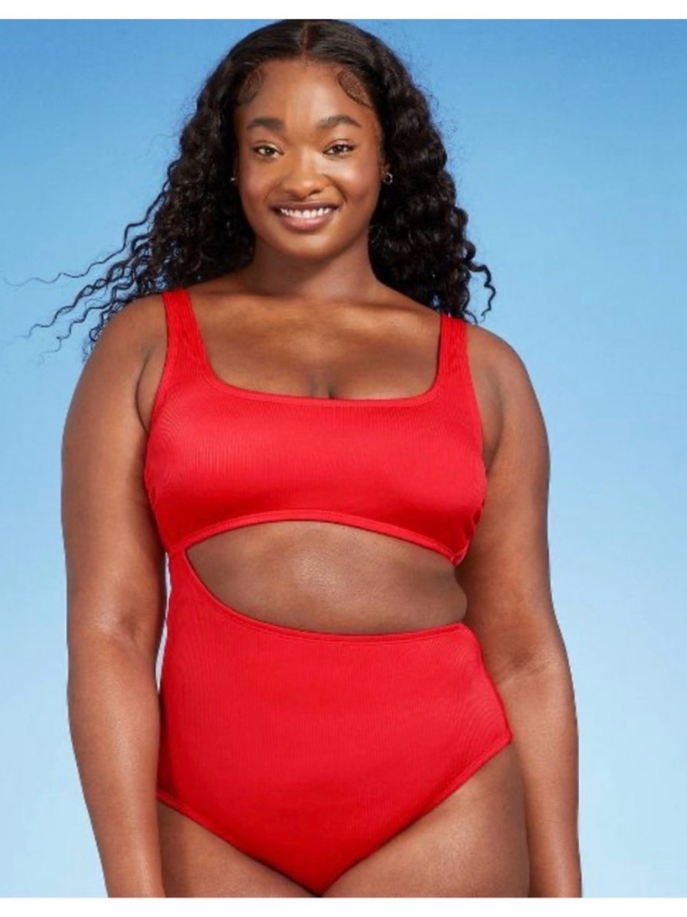 Kona Sol Bright Red One-Shoulder Bikini Set